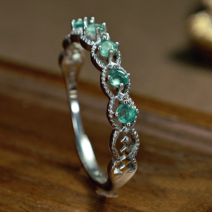 Anello vintage con diamanti e smeraldo naturale Olivenorma