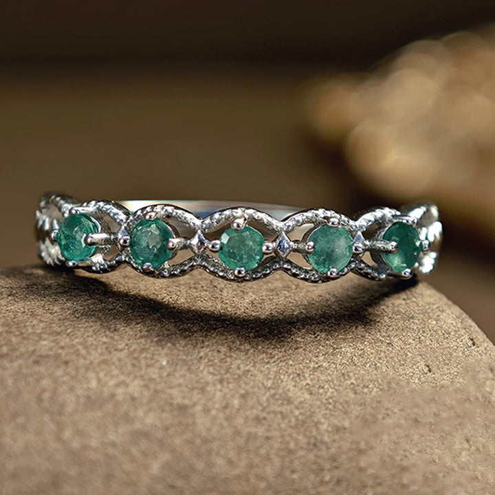 Anello vintage con diamanti e smeraldo naturale Olivenorma