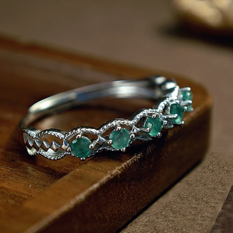 Anello vintage con diamanti e smeraldo naturale Olivenorma