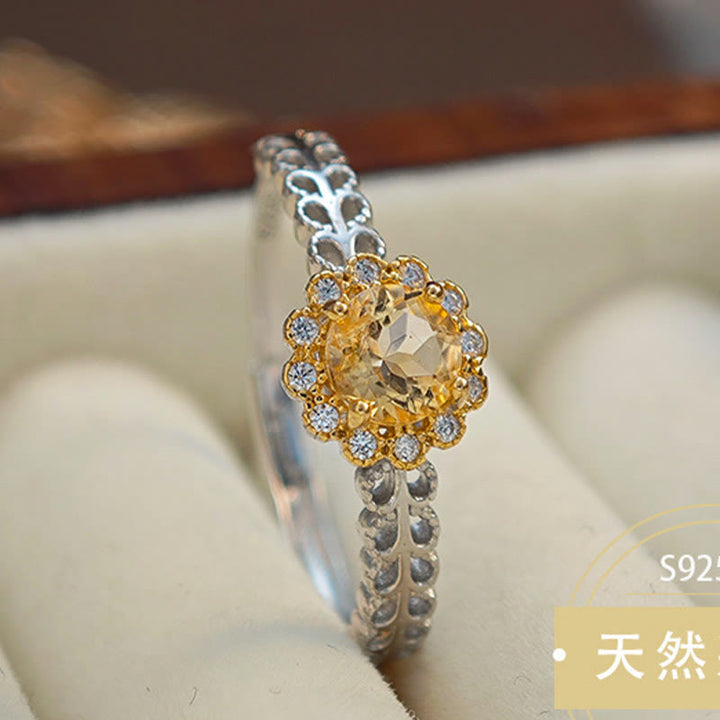 Anello girasole con citrino naturale Olivenorma