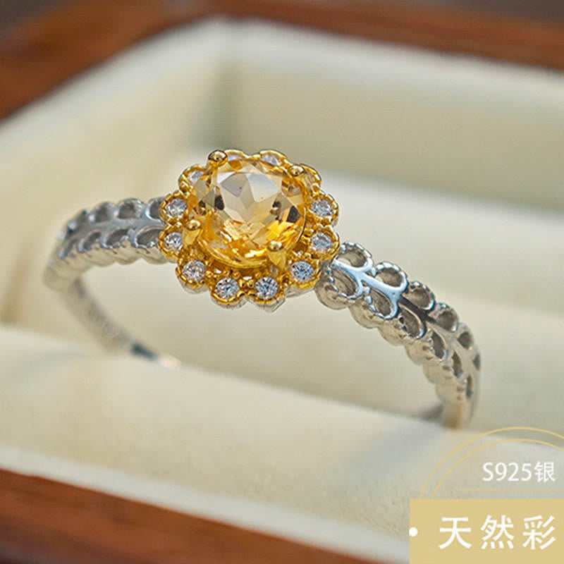 Anello girasole con citrino naturale Olivenorma