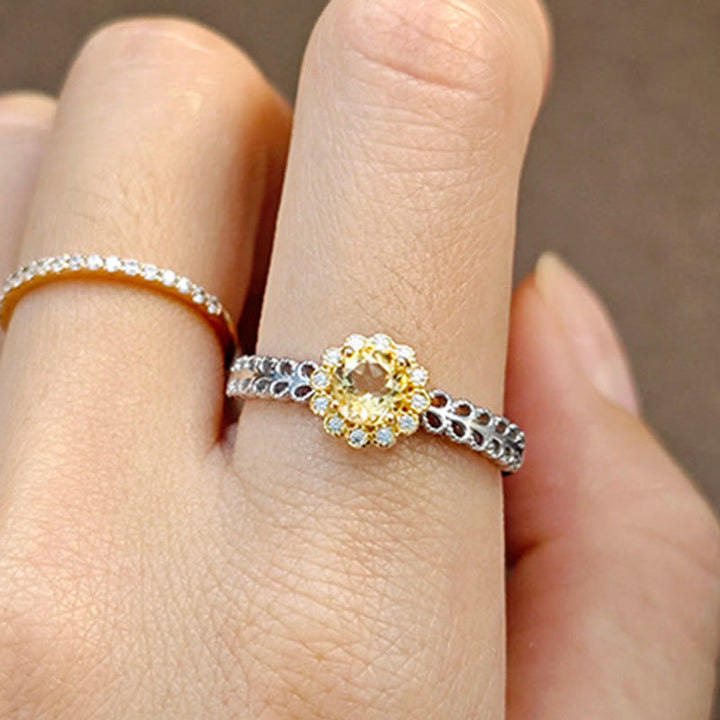 Anello girasole con citrino naturale Olivenorma