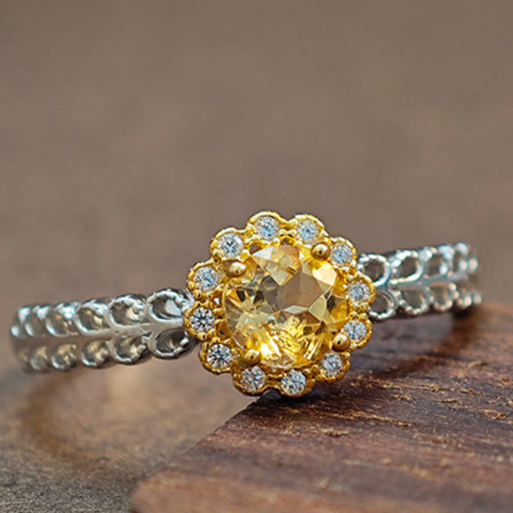 Anello girasole con citrino naturale Olivenorma