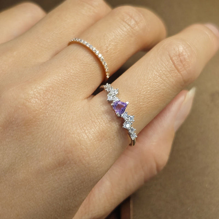 Anello a forma di cuore in ametista naturale Olivenorma