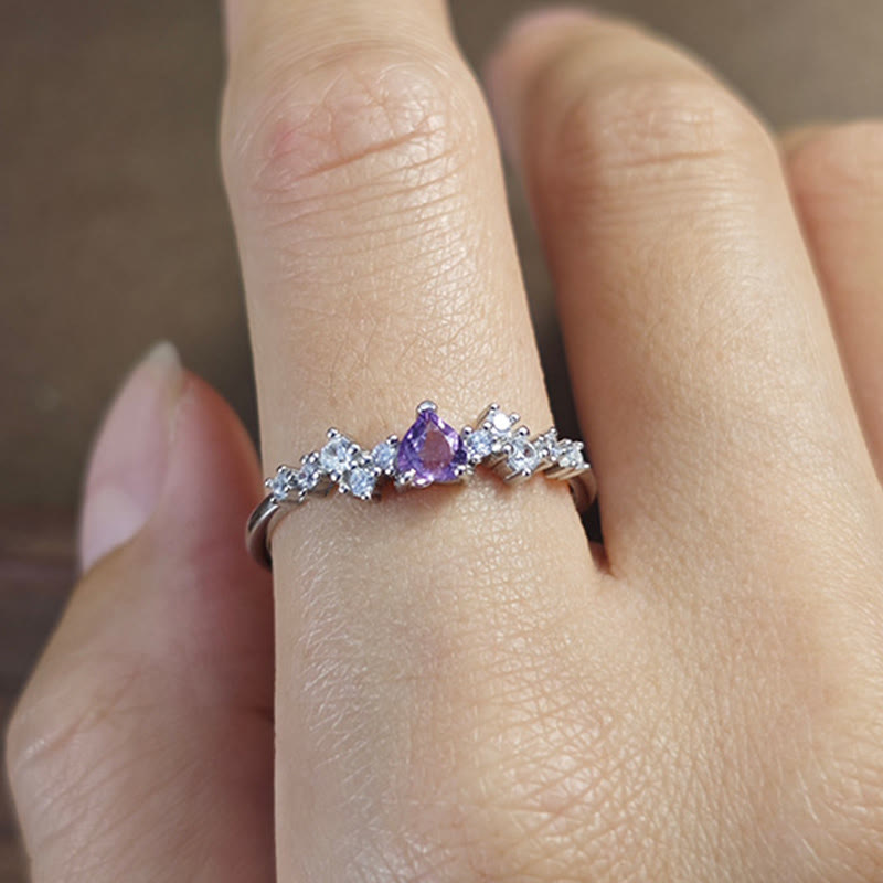 Anello a forma di cuore in ametista naturale Olivenorma