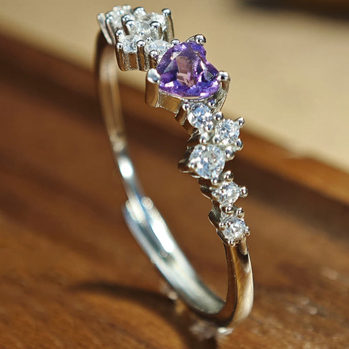Anello a forma di cuore in ametista naturale Olivenorma