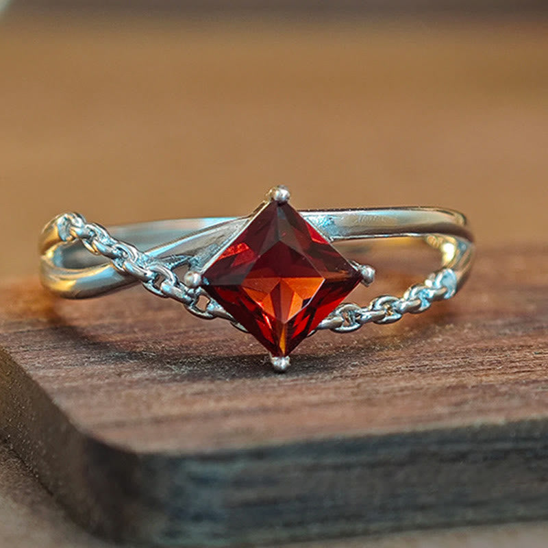 Anello Olivenorma con granato naturale taglio diamante - Granato - image 0