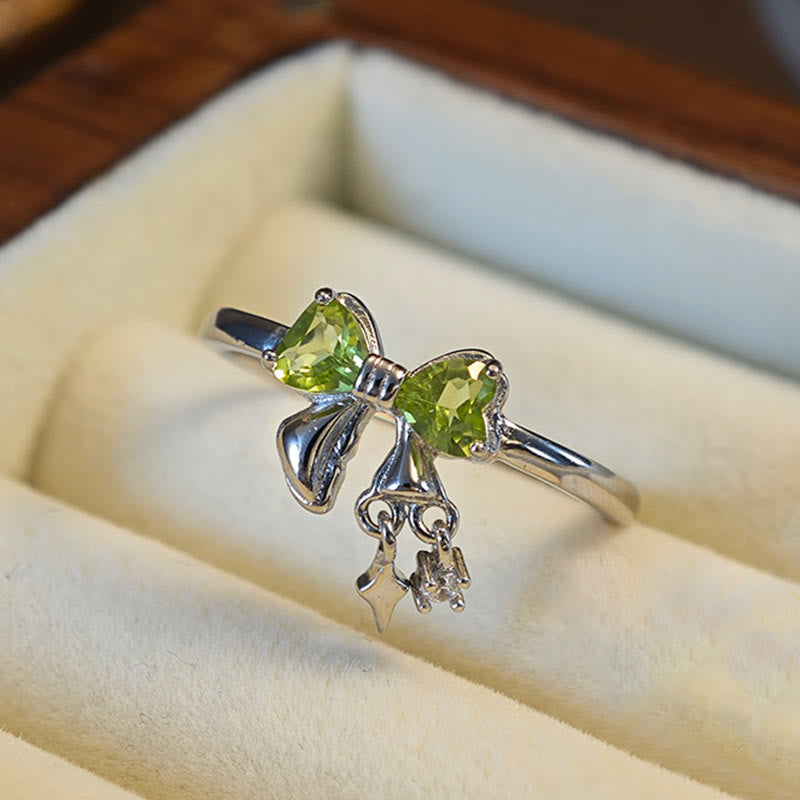 Anello in argento sterling con fiocco in peridoto naturale Olivenorma