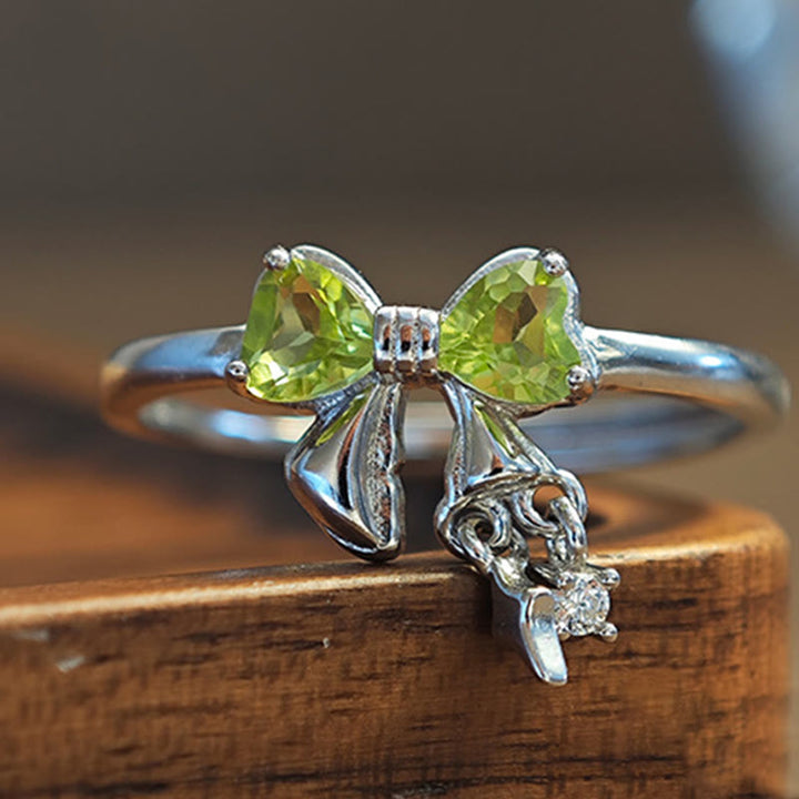 Anello in argento sterling con fiocco in peridoto naturale Olivenorma