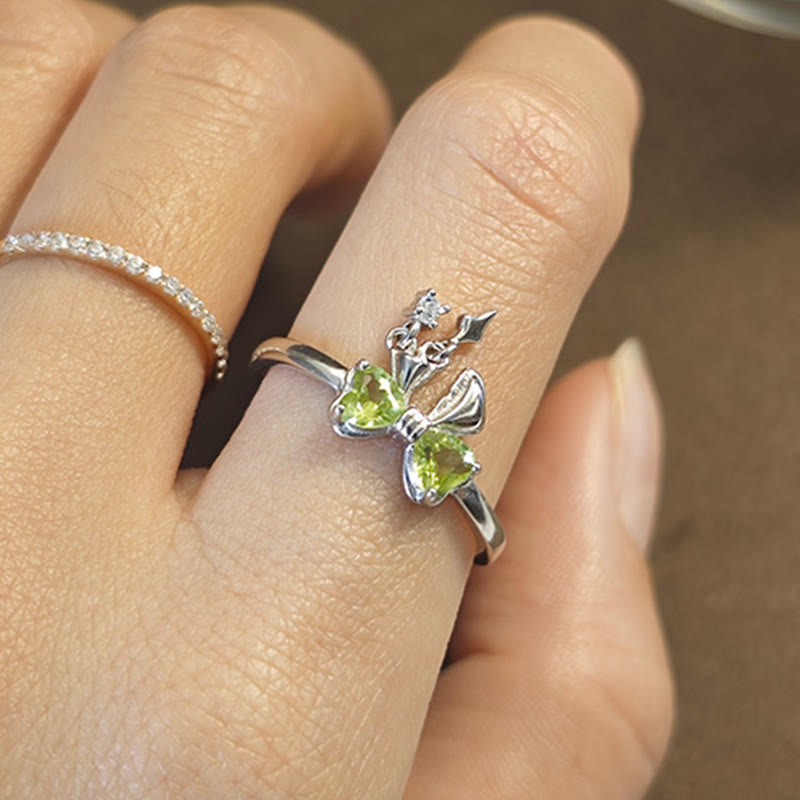 Anello in argento sterling con fiocco in peridoto naturale Olivenorma