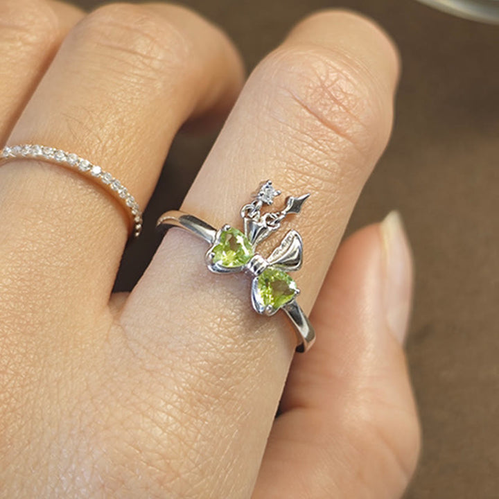 Anello in argento sterling con fiocco in peridoto naturale Olivenorma