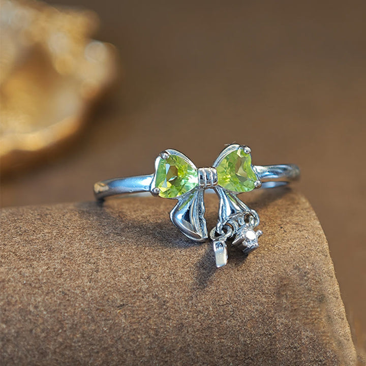 Anello in argento sterling con fiocco in peridoto naturale Olivenorma