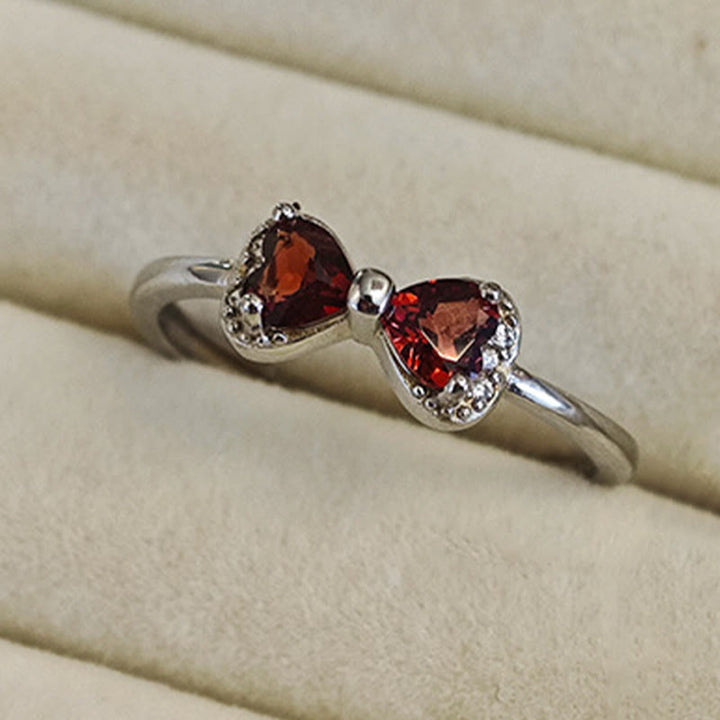 Anello in argento sterling con fiocco in granato naturale Olivenorma