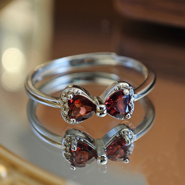 Anello in argento sterling con fiocco in granato naturale Olivenorma