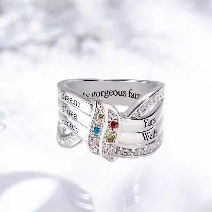 Olivenorma Birthstones Nomi incisi personalizzati Anello con nodo a nastro