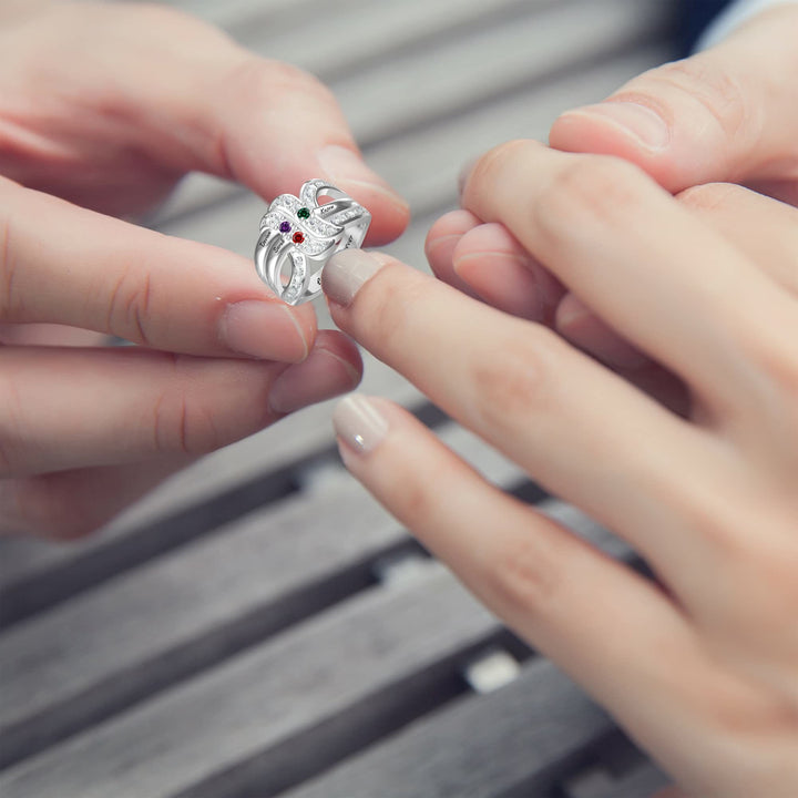 Olivenorma Birthstones Nomi incisi personalizzati Anello con nodo a nastro
