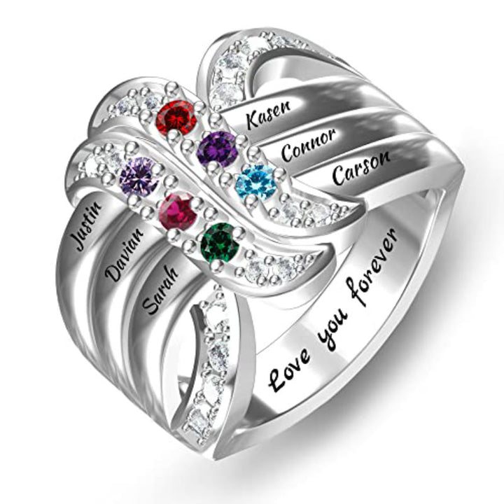 Olivenorma Birthstones Nomi incisi personalizzati Anello con nodo a nastro
