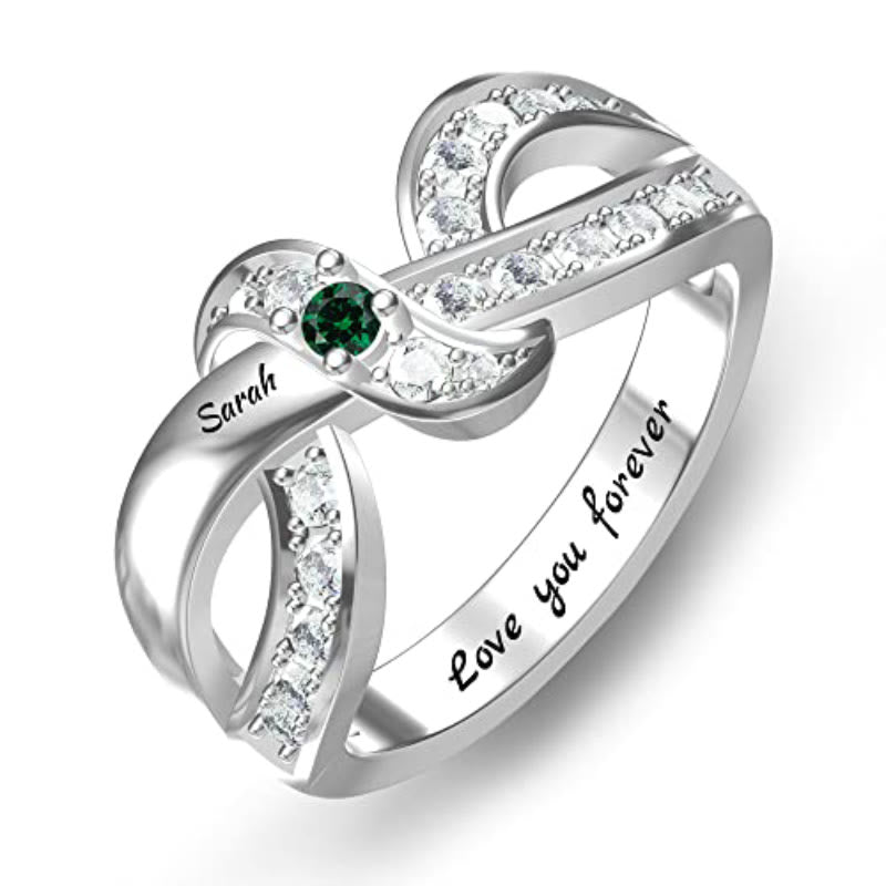 Olivenorma Birthstones Nomi incisi personalizzati Anello con nodo a nastro