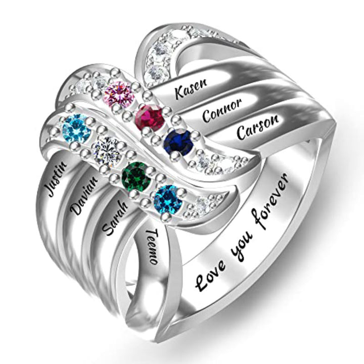 Olivenorma Birthstones Nomi incisi personalizzati Anello con nodo a nastro