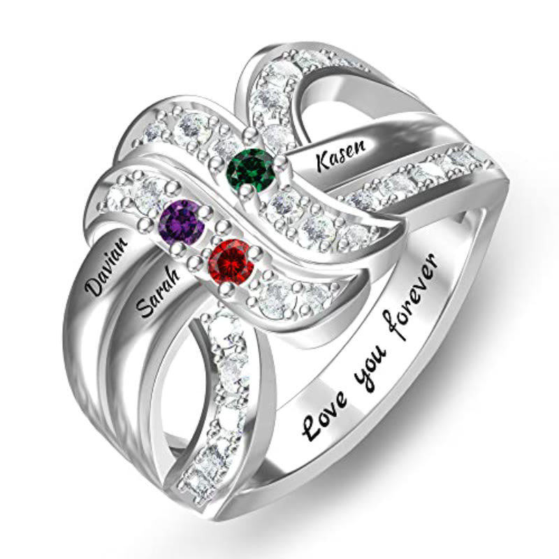 Olivenorma Birthstones Nomi incisi personalizzati Anello con nodo a nastro