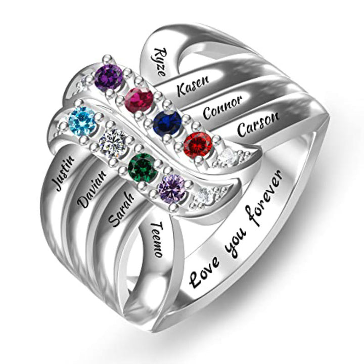 Olivenorma Birthstones Nomi incisi personalizzati Anello con nodo a nastro
