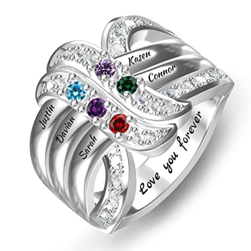 Olivenorma Birthstones Nomi incisi personalizzati Anello con nodo a nastro