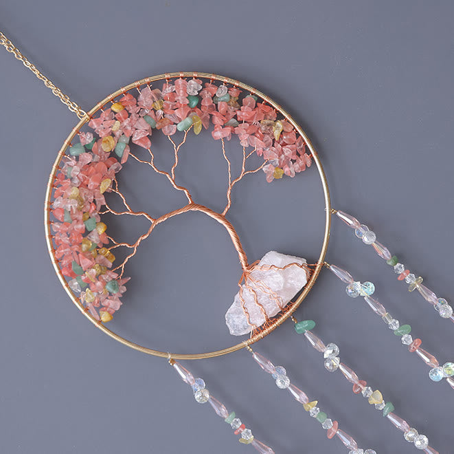 Olivenorma Strawberry Quartz Albero della vita Campanello eolico