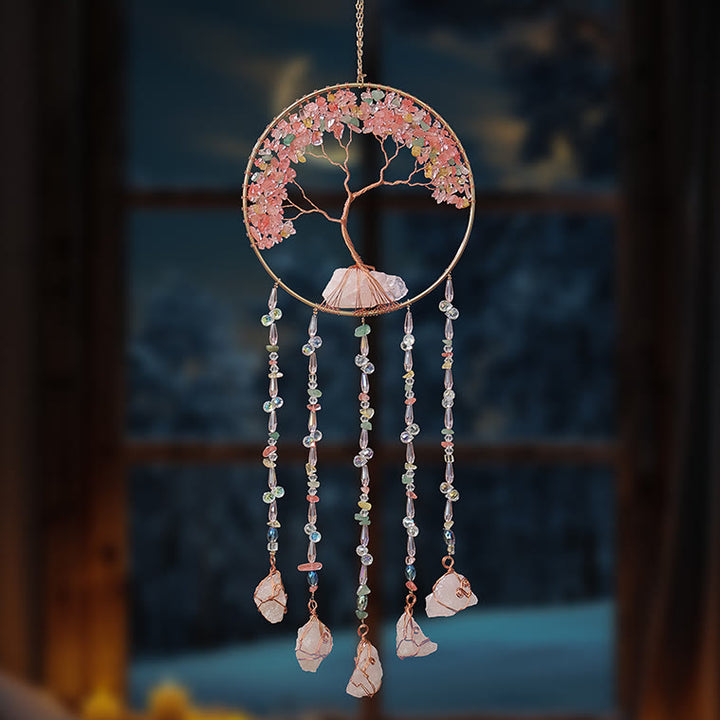 Olivenorma Strawberry Quartz Albero della vita Campanello eolico
