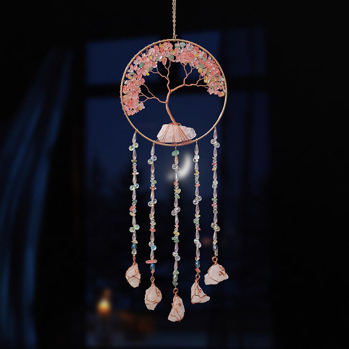 Olivenorma Strawberry Quartz Albero della vita Campanello eolico