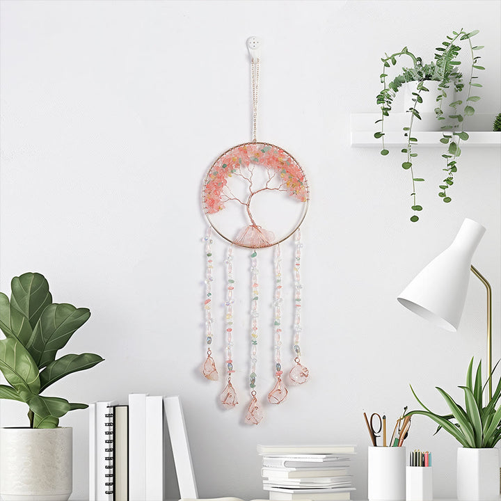 Olivenorma Strawberry Quartz Albero della vita Campanello eolico