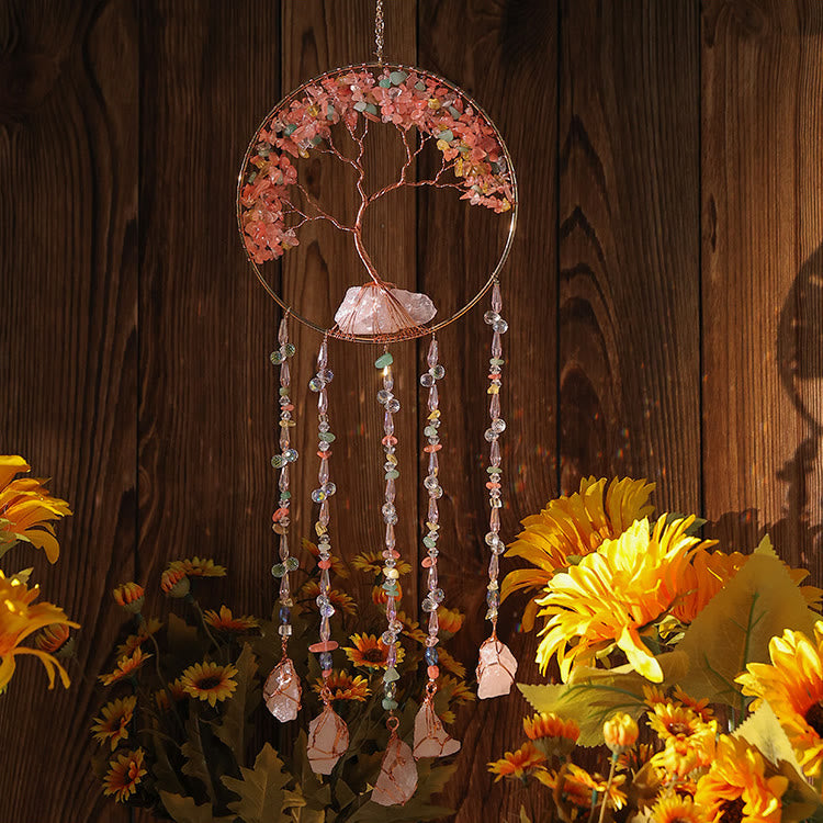 Olivenorma Strawberry Quartz Albero della vita Campanello eolico