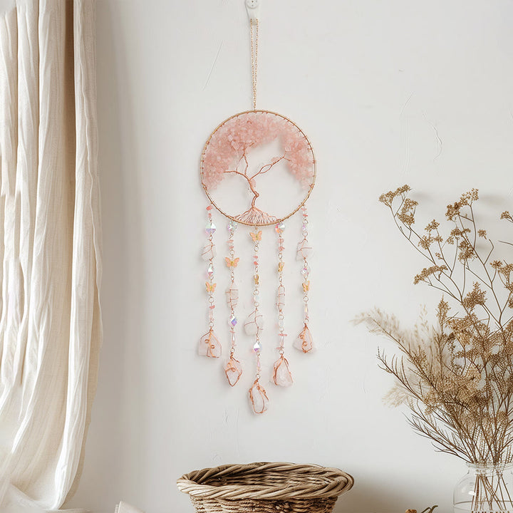Olivenorma Rose Quartz Albero della vita Campanello a vento