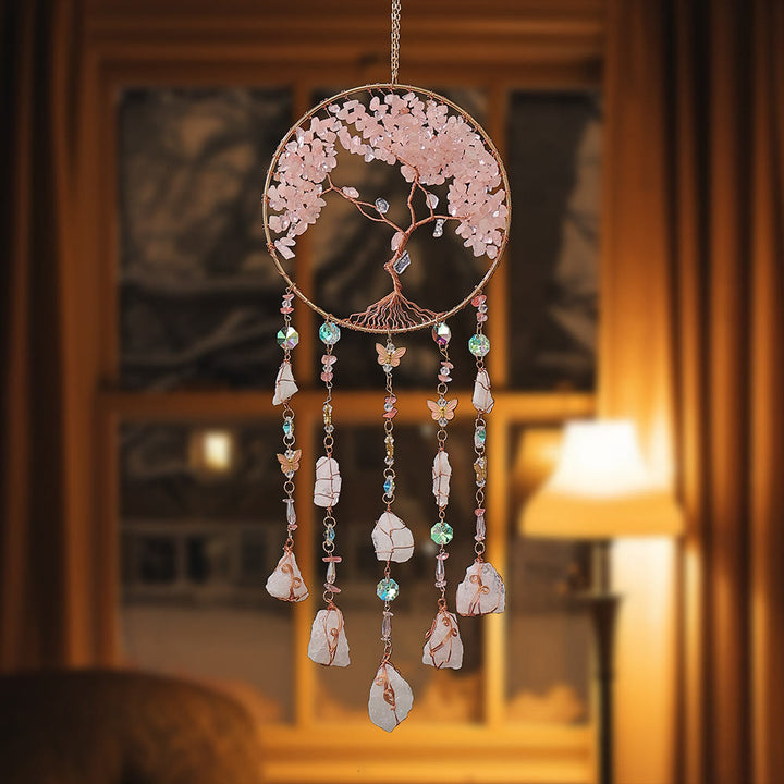 Olivenorma Rose Quartz Albero della vita Campanello a vento