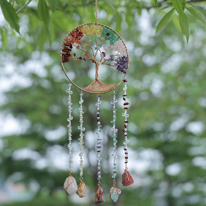 Olivenorma Campanello a vento in pietra naturale Chakra Tree Of Life