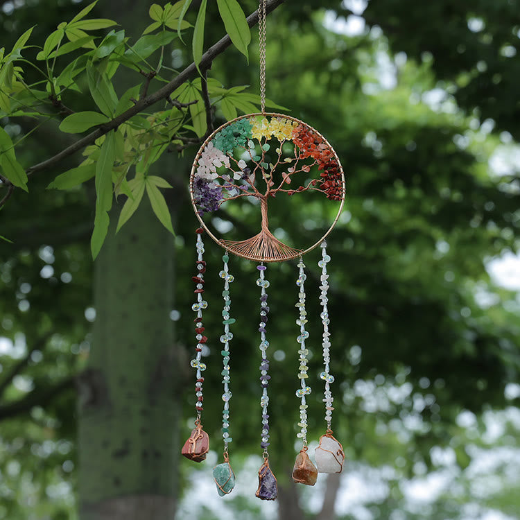Olivenorma Campanello a vento in pietra naturale Chakra Tree Of Life