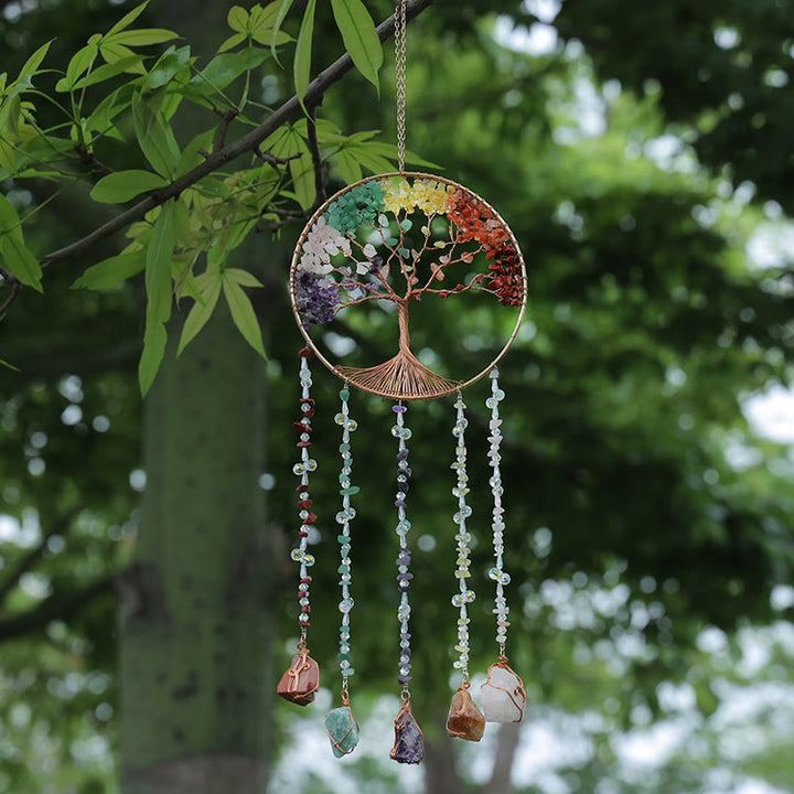 Olivenorma Campanello a vento in pietra naturale Chakra Tree Of Life