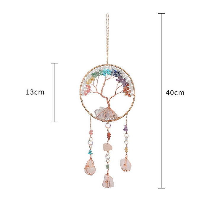 Olivenorma Clear Crystal Chakra Albero della Vita Campanello a vento