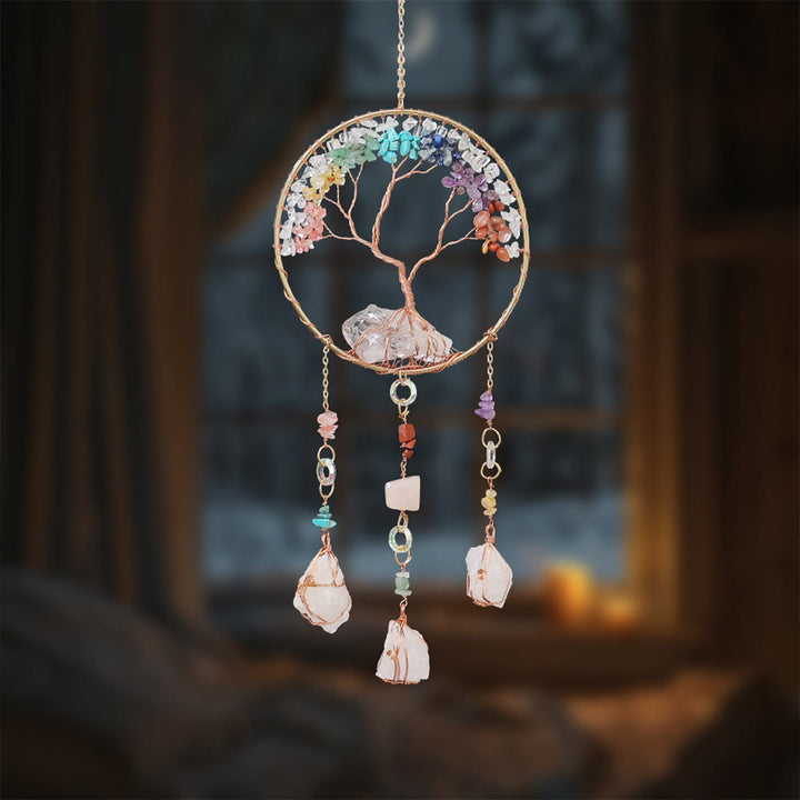 Olivenorma Clear Crystal Chakra Albero della Vita Campanello a vento