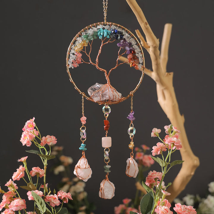 Olivenorma Clear Crystal Chakra Albero della Vita Campanello a vento