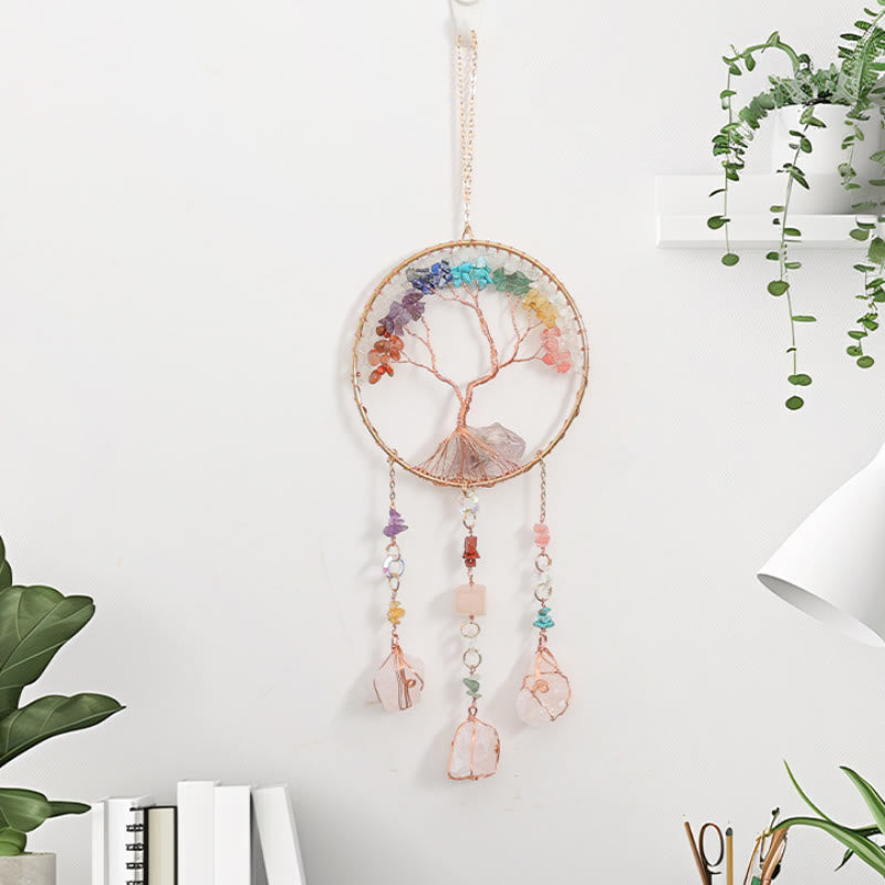 Olivenorma Clear Crystal Chakra Albero della Vita Campanello a vento