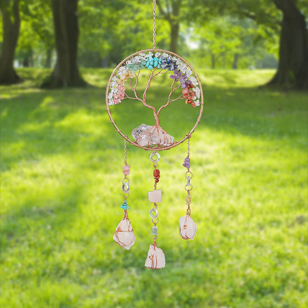 Olivenorma Clear Crystal Chakra Albero della Vita Campanello a vento