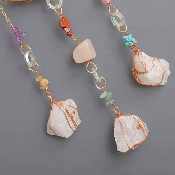Olivenorma Clear Crystal Chakra Albero della Vita Campanello a vento