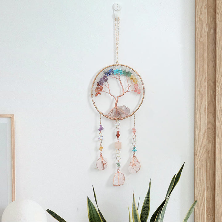 Olivenorma Clear Crystal Chakra Albero della Vita Campanello a vento
