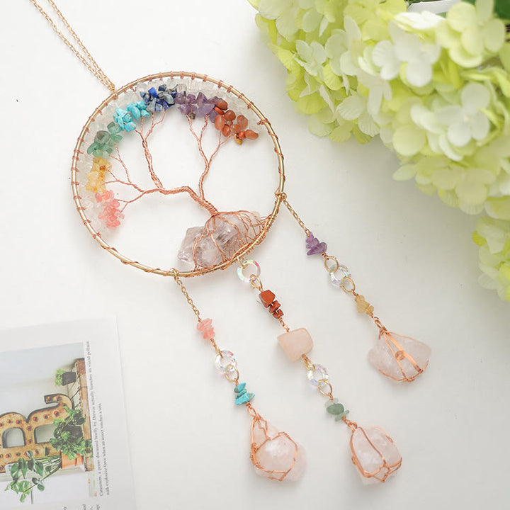 Olivenorma Clear Crystal Chakra Albero della Vita Campanello a vento