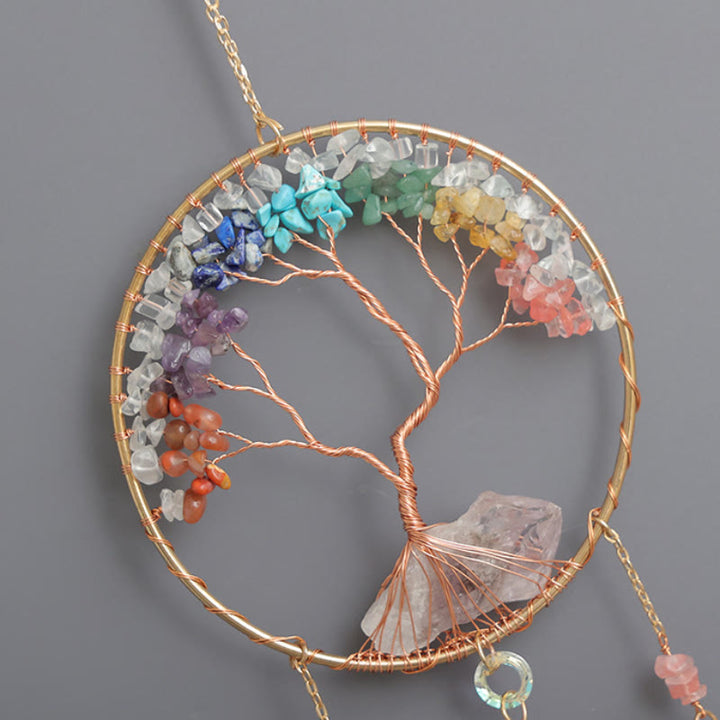 Olivenorma Clear Crystal Chakra Albero della Vita Campanello a vento