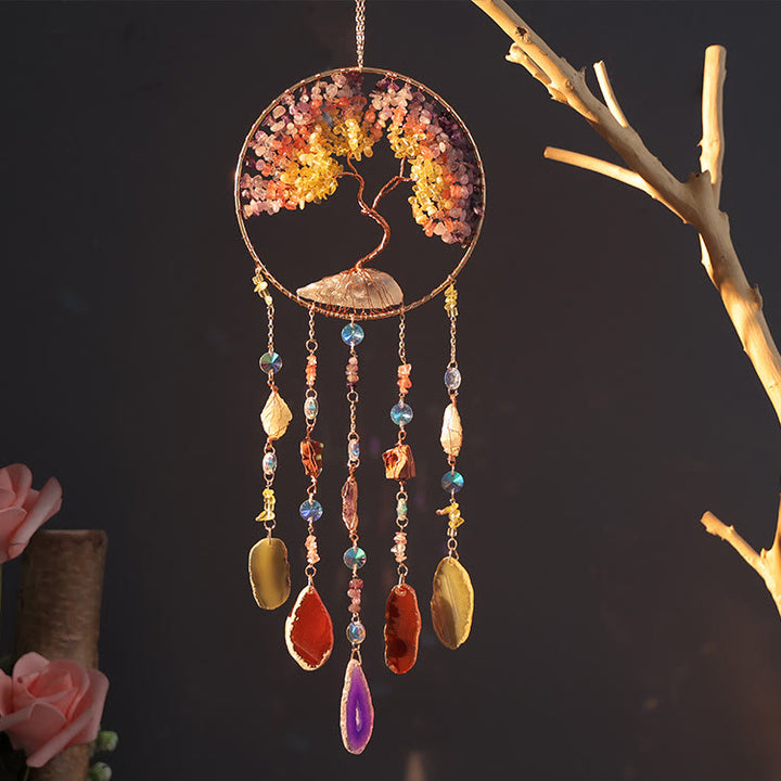 Olivenorma Citrino Fluorite Albero della Vita Campanello a Vento