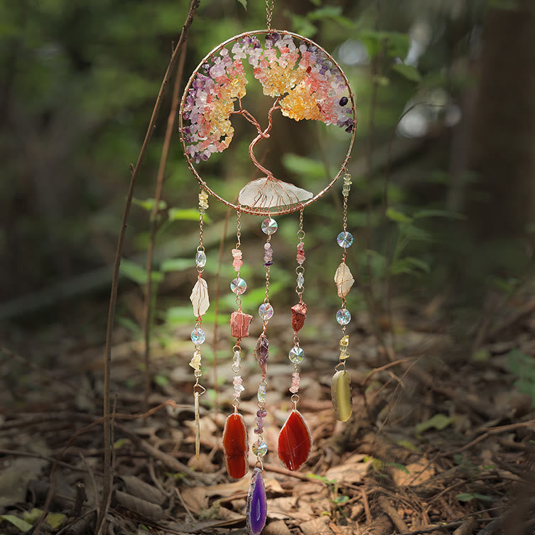 Olivenorma Citrino Fluorite Albero della Vita Campanello a Vento