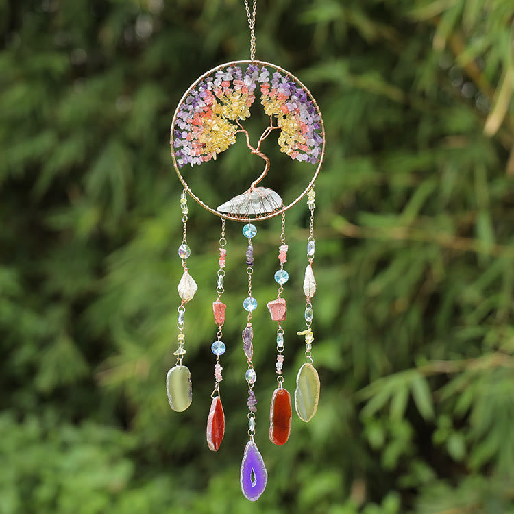 Olivenorma Citrino Fluorite Albero della Vita Campanello a Vento
