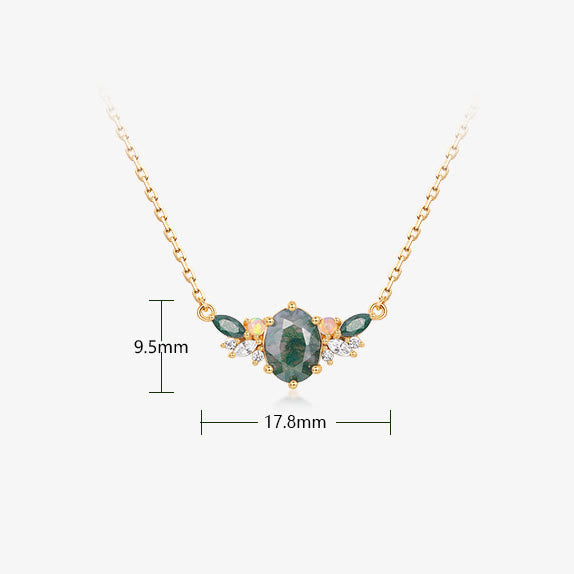 Collana a forma di corona di fiori in agata muschiata naturale Olivenorma
