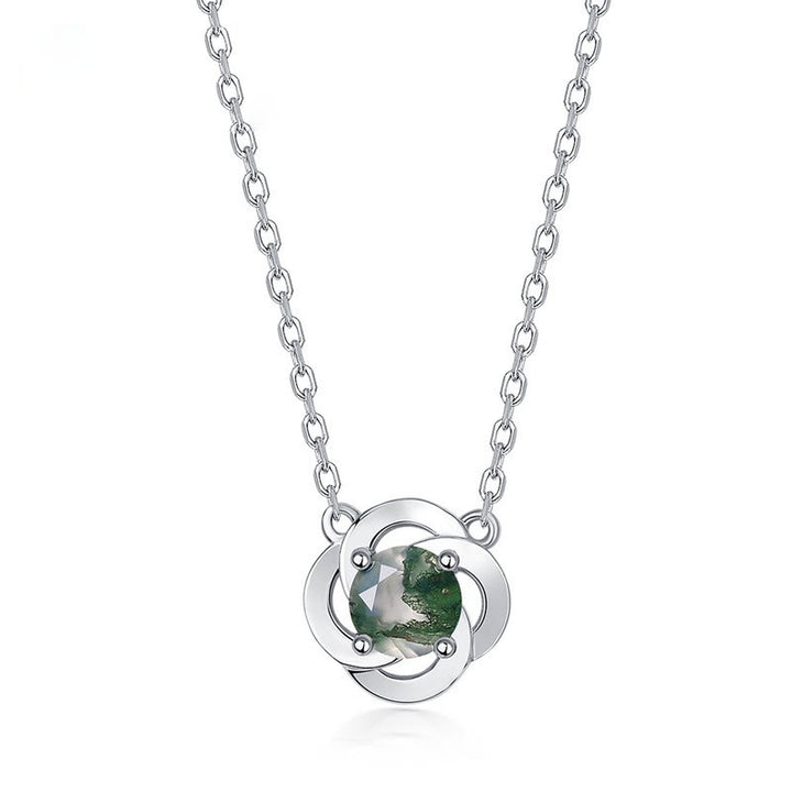 Collana con ciondolo a forma di quadrifoglio in agata muschiata Olivenorma